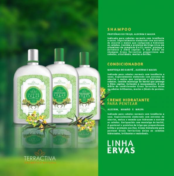 Terractiva - Kit Ervas - Shampoo Cond.  Creme Hidrat 3 x 300 ml